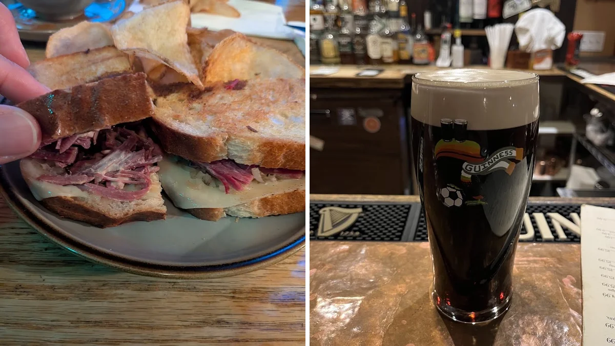 Irish pub interior with wood accents.
